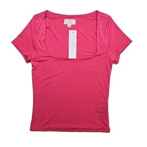 Live in the Moment Women's Pink Short Sleeve Square Neck Top Size XS - NWT